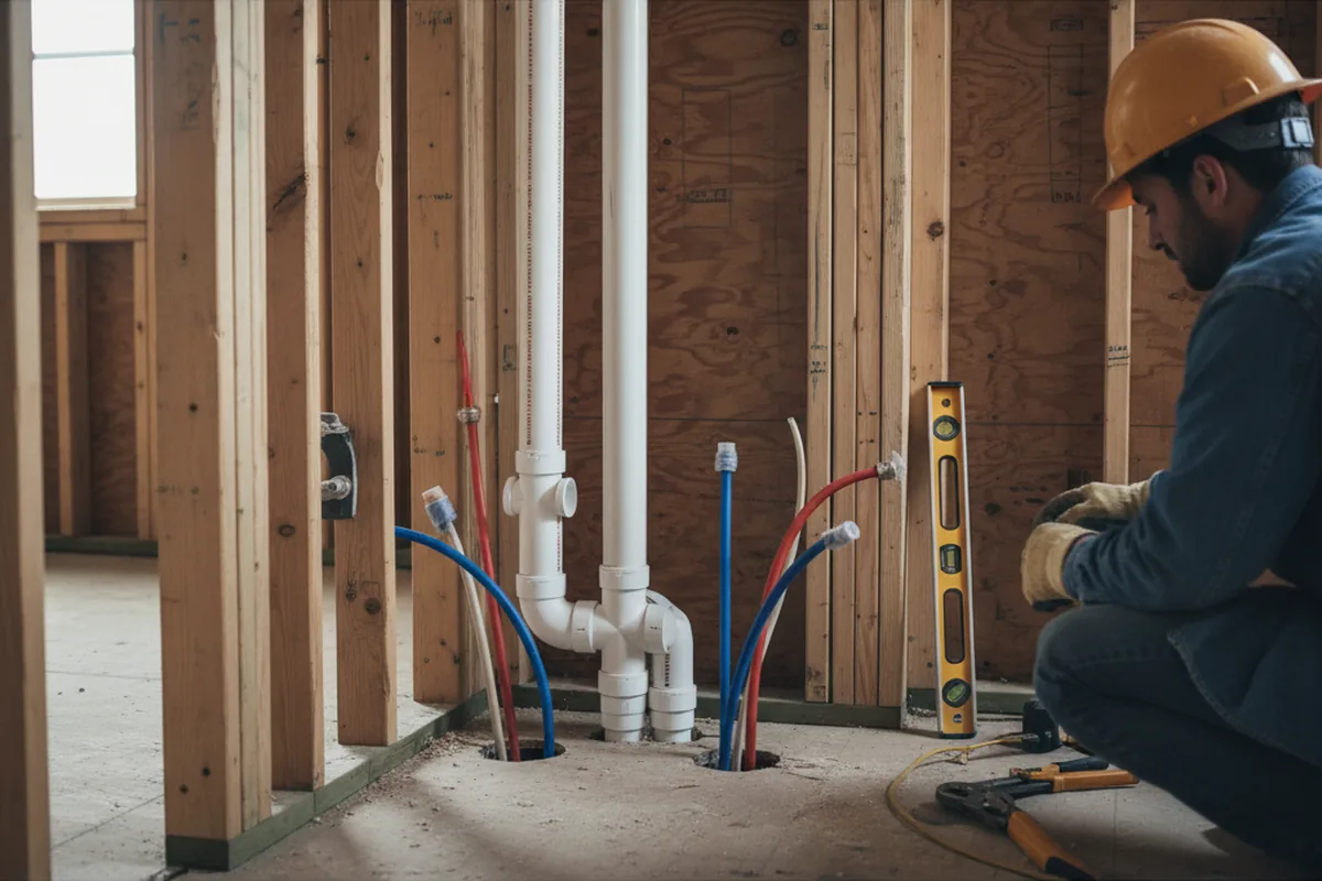 Drain and supply rough-in during Leak Detection in East Fultonham